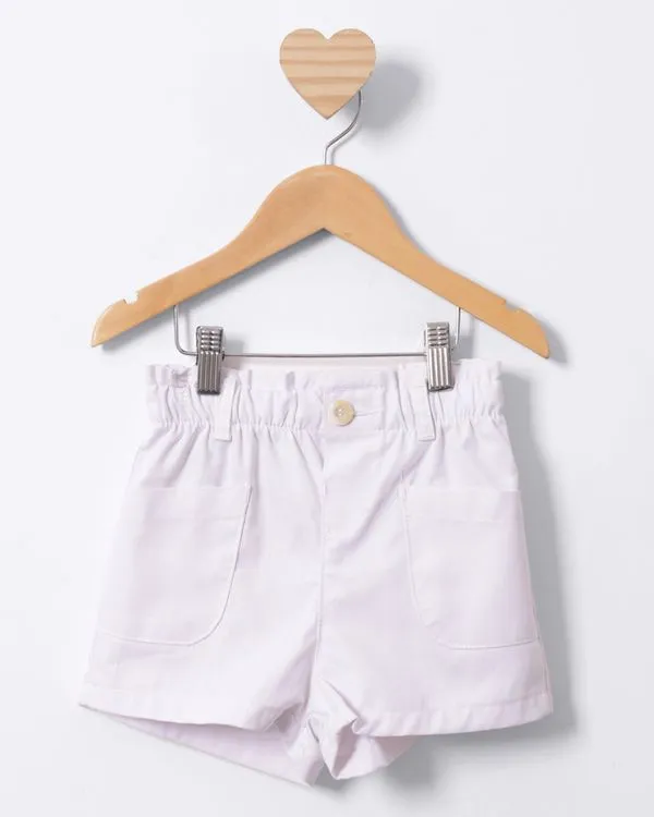 Short Bebê Sarja Clochard Com Bolso Branco 2