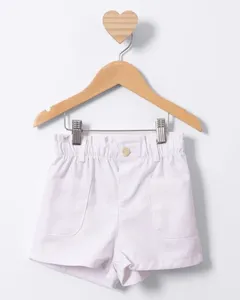 Short Bebê Sarja Clochard Com Bolso Branco 3