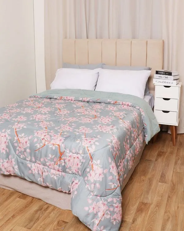 Coberdrom Queen Slim Hedrons Flannel Floral Verde UN
