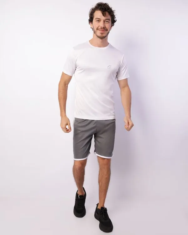 Bermuda Esportiva Masculina Listras Cinza GG