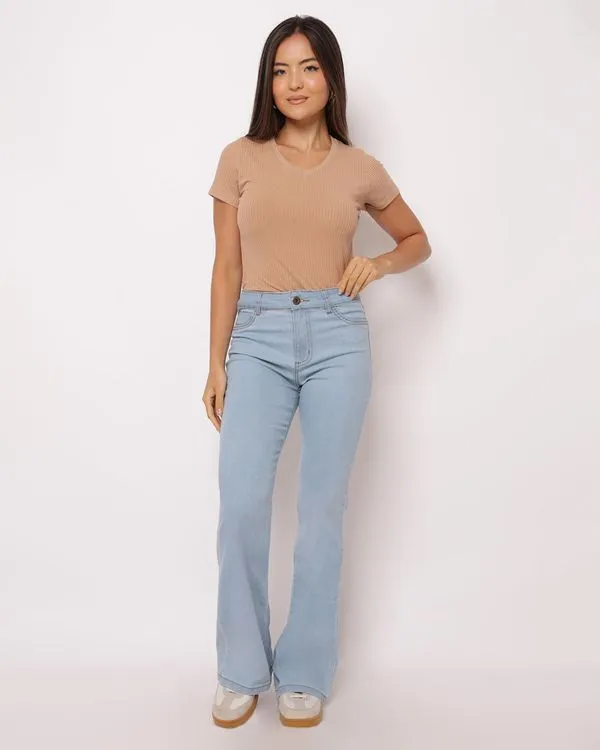 Calça Jeans Feminina Flare Azul Clara 40