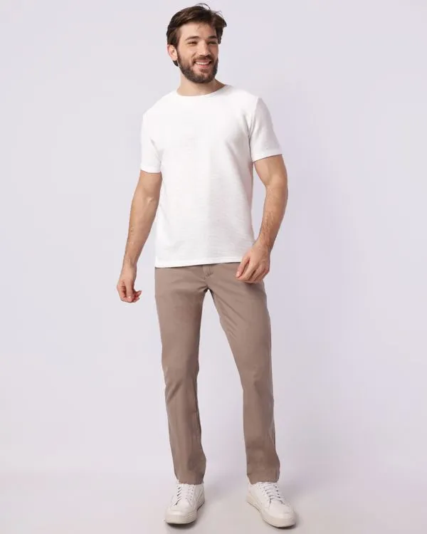 Calça Sarja Masculina Reta com Bolsos Bege 44