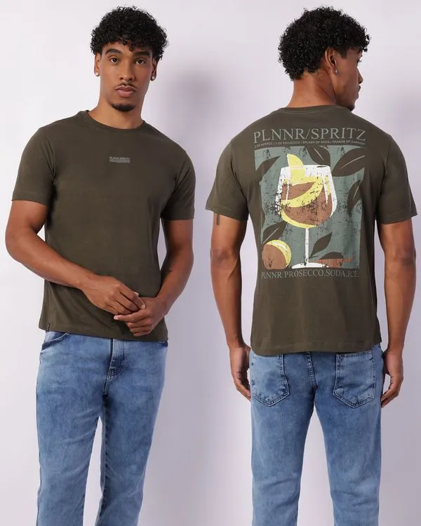 Camiseta Masculina Estampa Frente E Costas Verde G