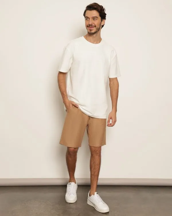 Bermuda Masculina Moletinho Reta Bege P