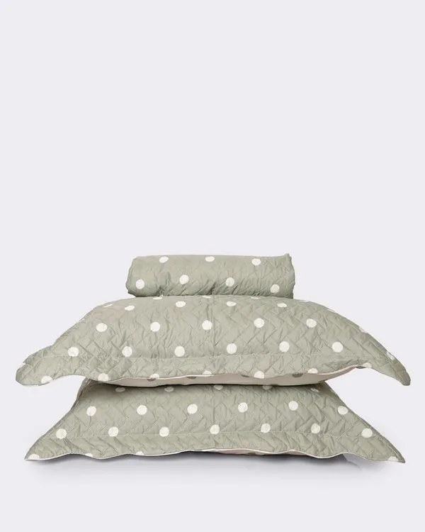 Kit Colcha Casal 3 Peças Plumagem Estampado Poa Verde UN