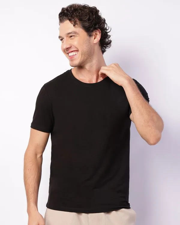 Camiseta Masculina Manga Curta Básica Preta M