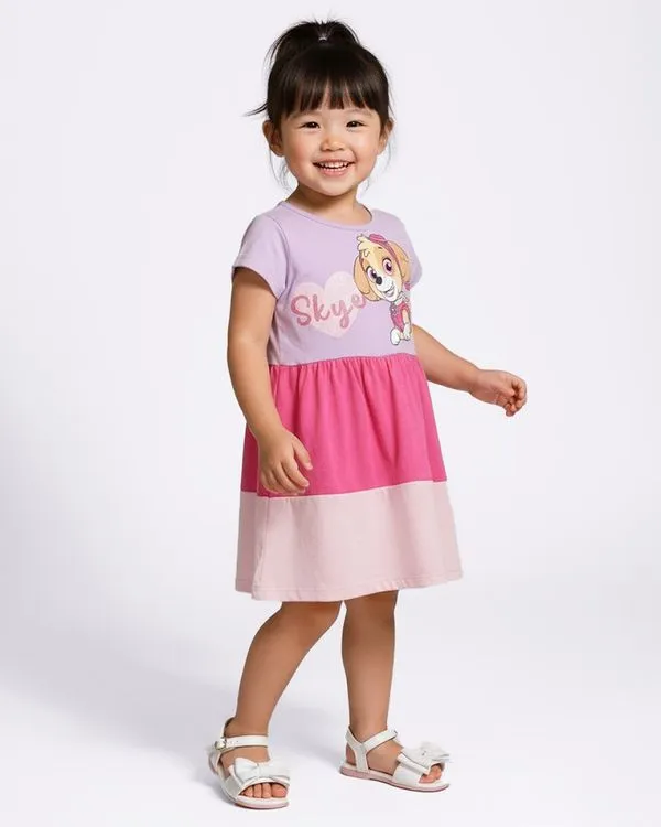 Vestido Bebê Algodão Três Marias Patrulha Canina Skye Lilas 2