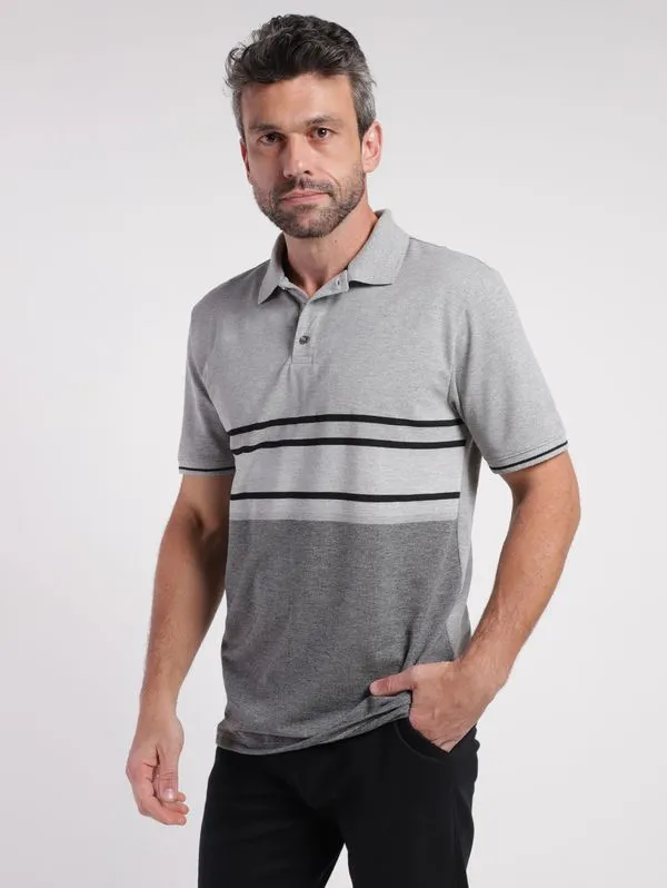 Polo Manga Curta Masculina CINZA G