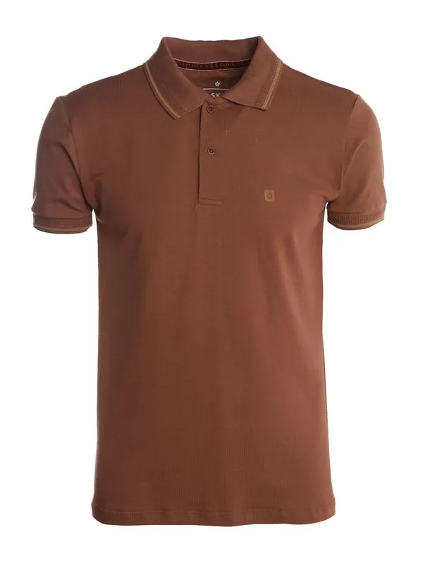 Polo Piquet Manga Curta Masculina MARROM G