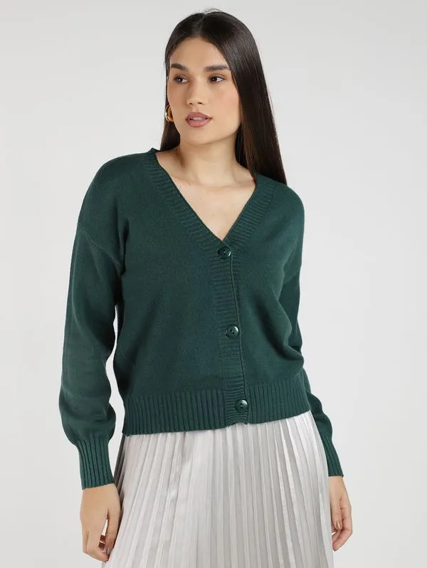 Cardigan Tricot Modal Feminino VERDE G