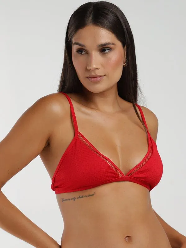 Biquíni Top Cortininha Bojo Removível Feminino VERMELHO G