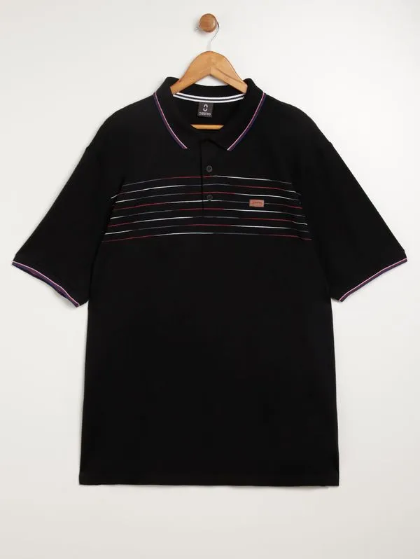 Polo Manga Curta Plus Size Masculina PRETO G2