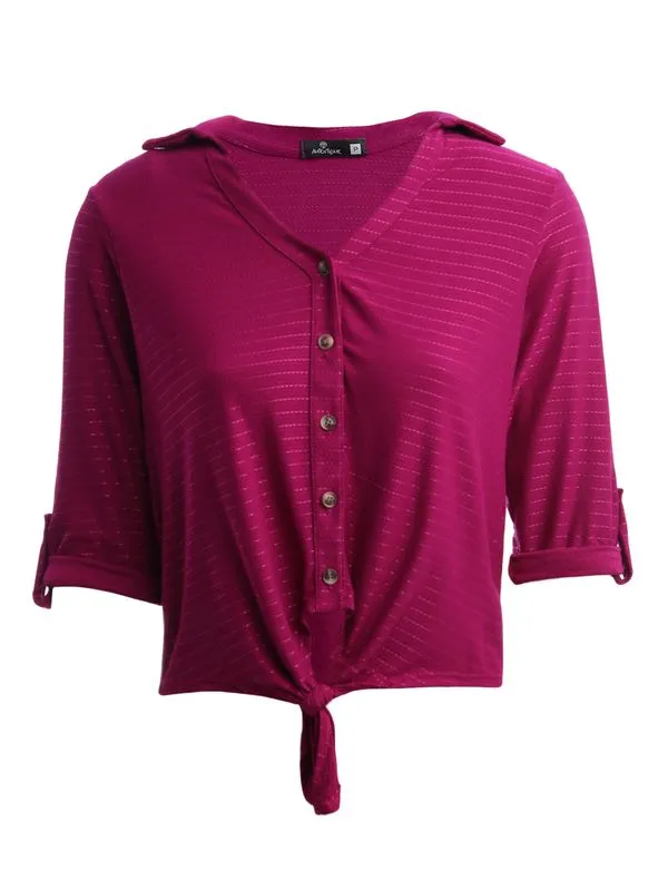 Camisa Cropped Manga 3/4 Autentique Feminina ROXO M