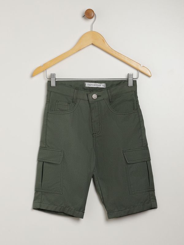 Bermuda Sarja Cargo Juvenil Para Menino - VERDE 16