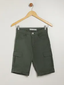Bermuda Sarja Cargo Juvenil Para Menino - VERDE 16