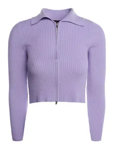 Blusa Tricot Gola Polo Feminina LILAS P