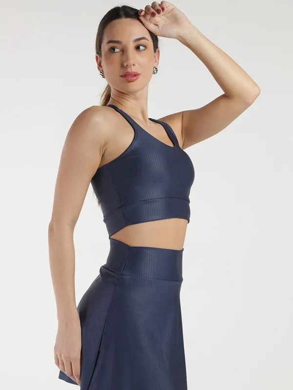 Top Fitness Costas Cruzadas Feminino AZUL P