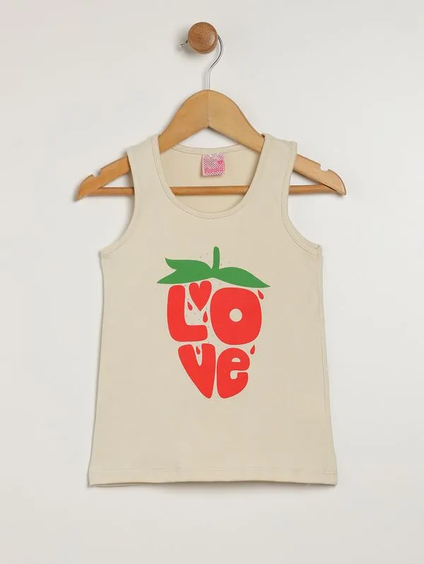 Blusa Regata Infantil Para Menina - BEGE 4