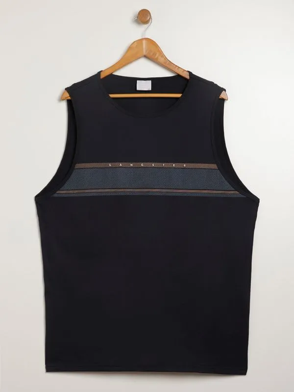 Camiseta Regata Gangster Plus Size Masculina MARINHO EX4