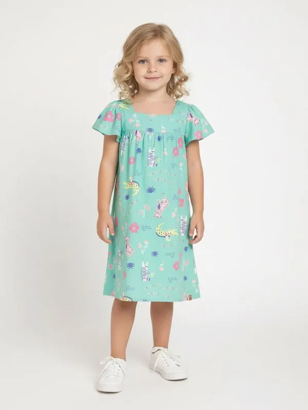 Vestido Infantil Para Menina - VERDE 6