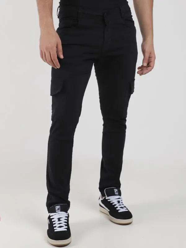 Calça Sarja Slim Cargo Masculina PRETO 44