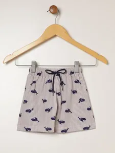Bermuda Listrada Estampada Infantil Para Menino- BEGE 3