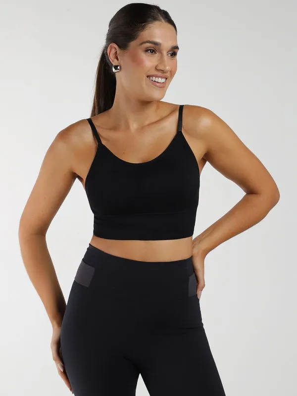 Top Sem Costura Com Bojo Feminino PRETO GG