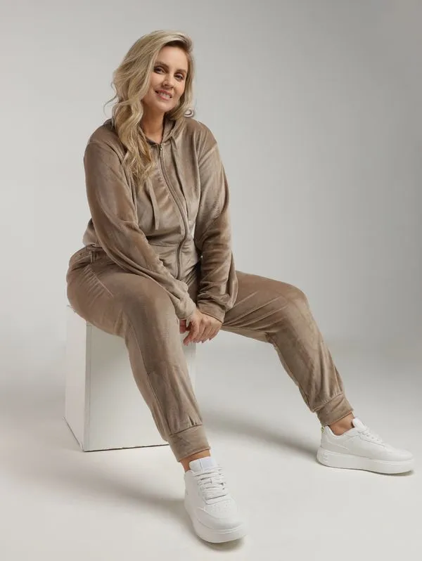 Conjunto Plush Longo Plus Size Feminino BEGE G1