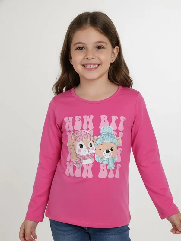 Blusa Manga Longa Infantil Para Menina- PINK 8