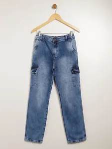 Calça Jeans Cargo Juvenil Para Menino - AZUL 10