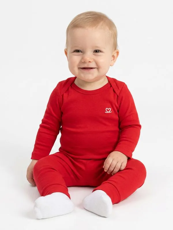 Pijama Longo Infantil Para Bebê - VERMELHO G