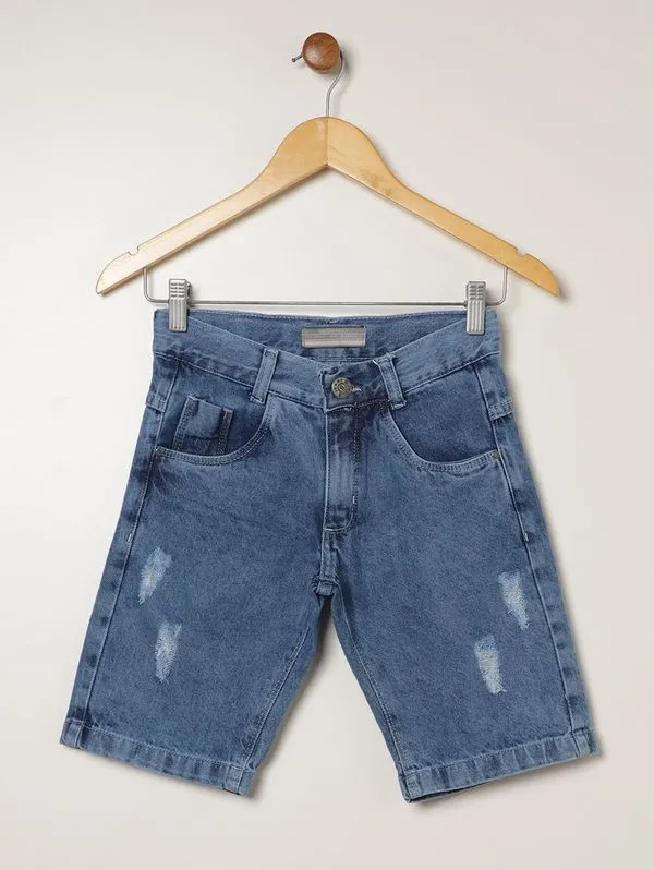 Bermuda Jeans Juvenil Para Menino - AZUL 14