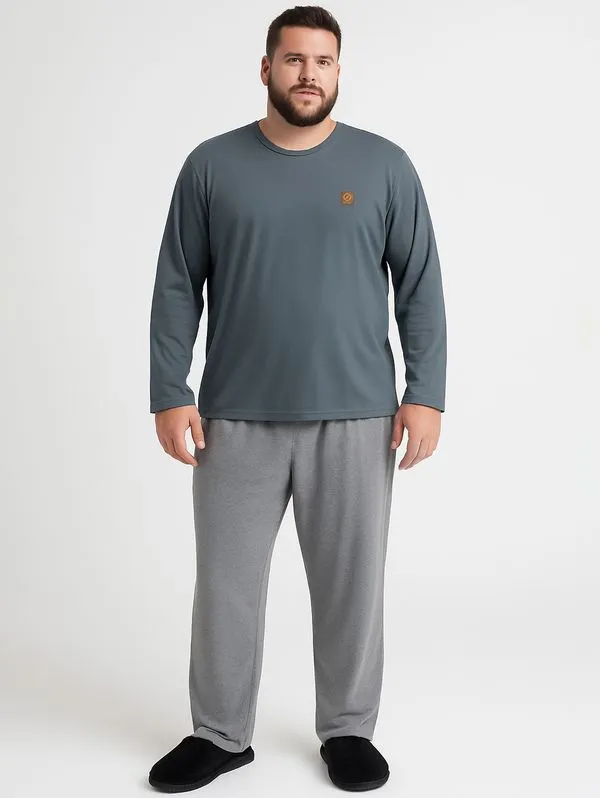 Pijama Longo Plus Size Masculino CINZA G1