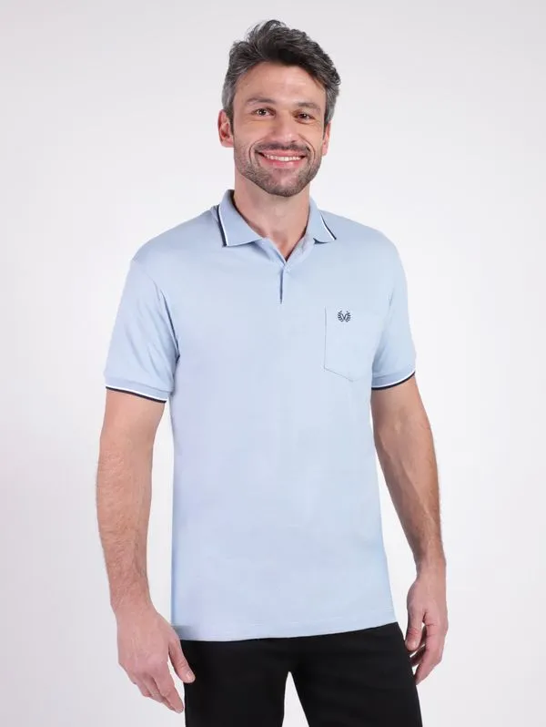 Polo Manga Curta Vilejack Masculina AZUL CLARO G