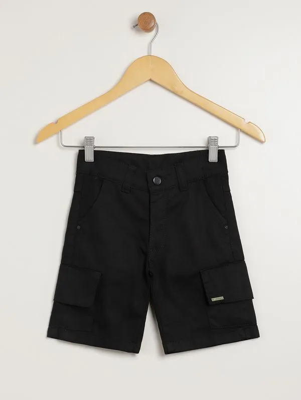 Bermuda Sarja Cargo Infantil Para Menino - PRETO 4