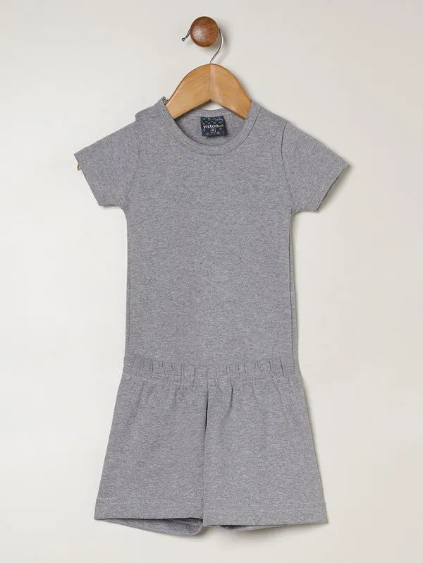 Pijama Curto Malha Algodão Infantil Para Bebê- MESCLA G