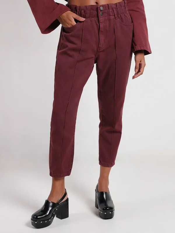 Calça Sarja Clochard Feminina BORDO 46
