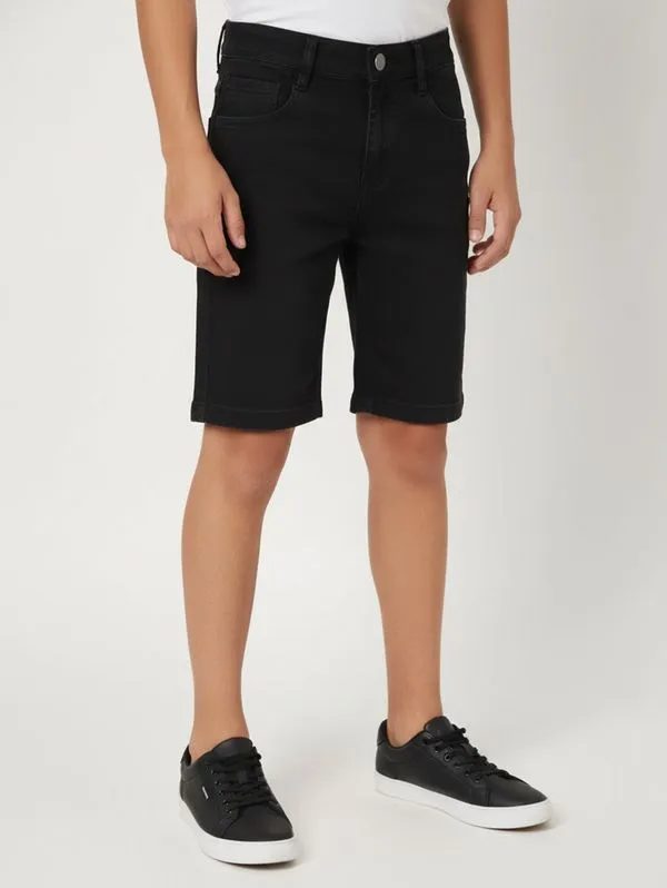 Bermuda Jeans Juvenil Para Menino - PRETO 16
