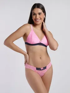 Conjunto Lingerie Sem Bojo Feminino ROSA/MARINHO P