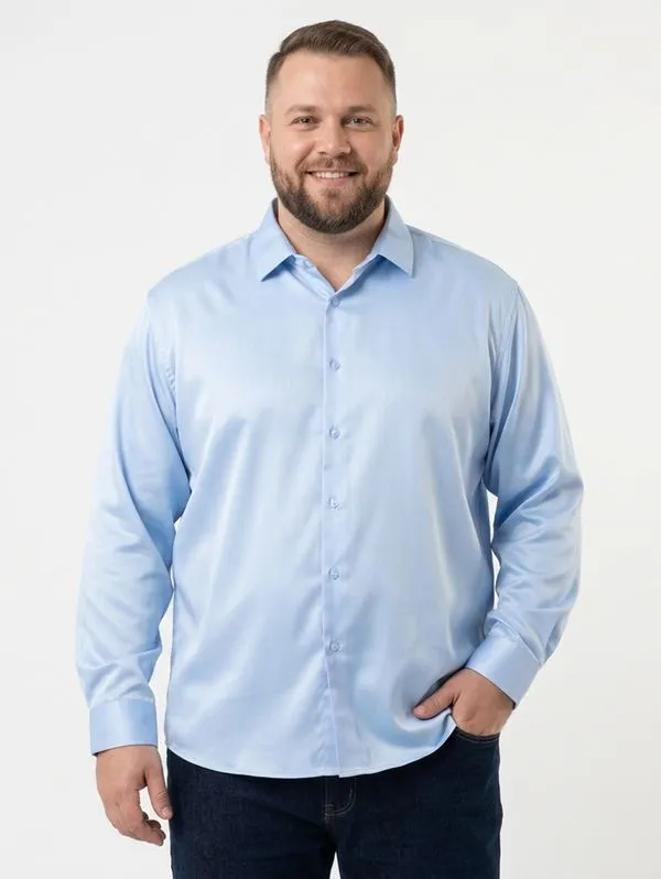 Camisa Manga Longa Plus Size Masculina AZUL G1