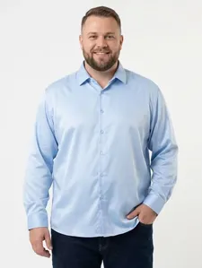 Camisa Manga Longa Plus Size Masculina AZUL G1