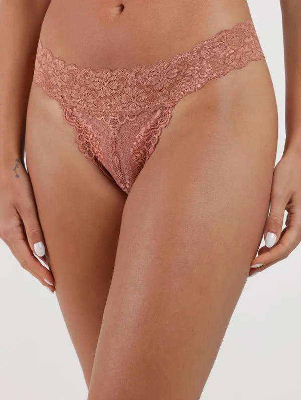 Kit Com 02 Calcinhas Tangas Feminino BEGE/MARROM GG