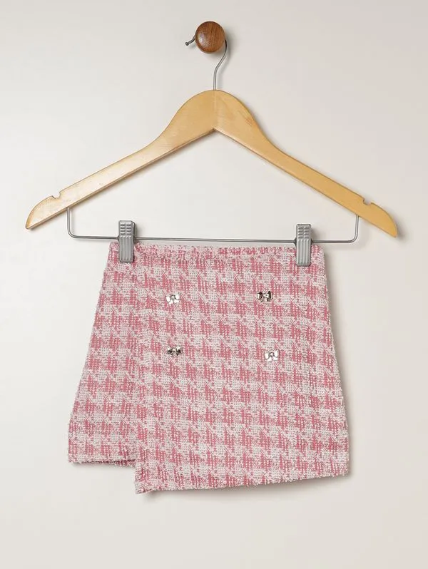 Short Malha Tweed Infantil Para Menina - ROSA 4