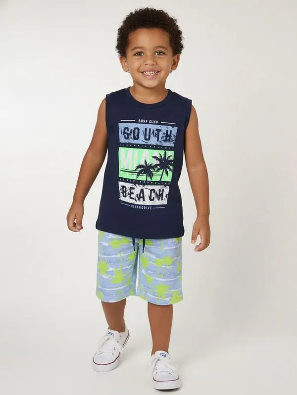 Conjunto Curto Tactel Infantil Para Menino - MARINHO 6