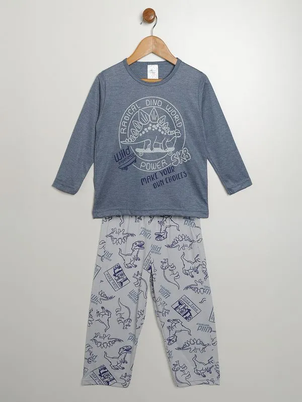 Pijama Longo Estampado Infantil Para Menino - AZUL 2