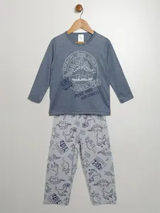 Pijama Longo Estampado Infantil Para Menino - AZUL 2
