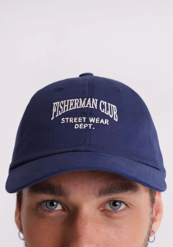Boné dad hat com bordado fisherman club Marinho