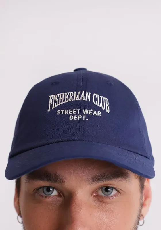 Boné dad hat com bordado fisherman club Marinho