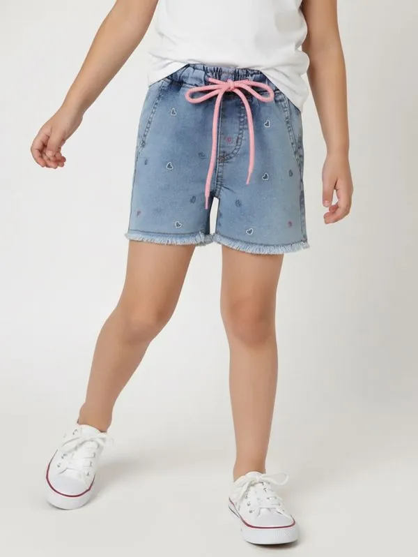 Short Jeans Infantil Para Menina - AZUL 4