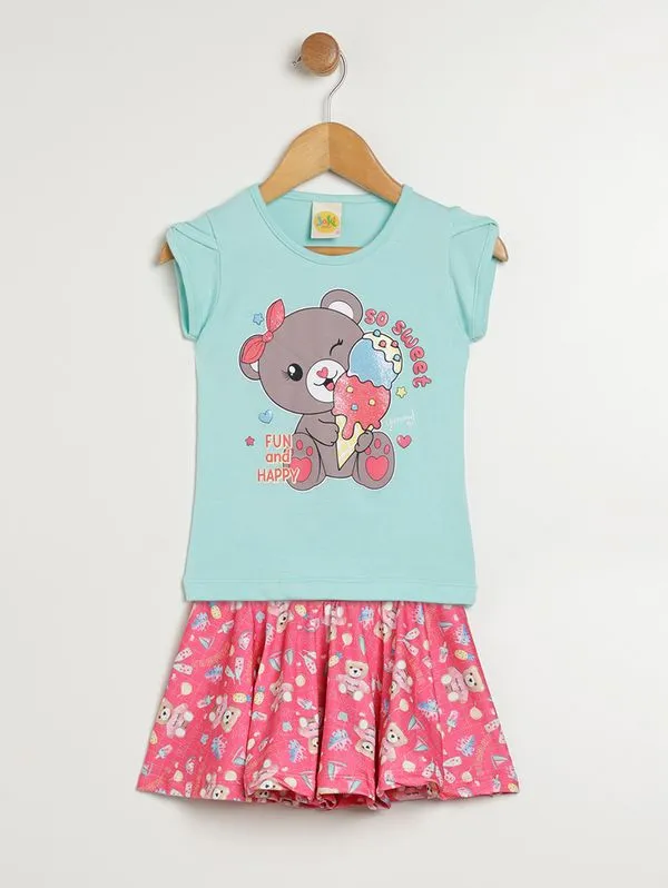 Conjunto Curto Infantil Para Menina - VERDE 1
